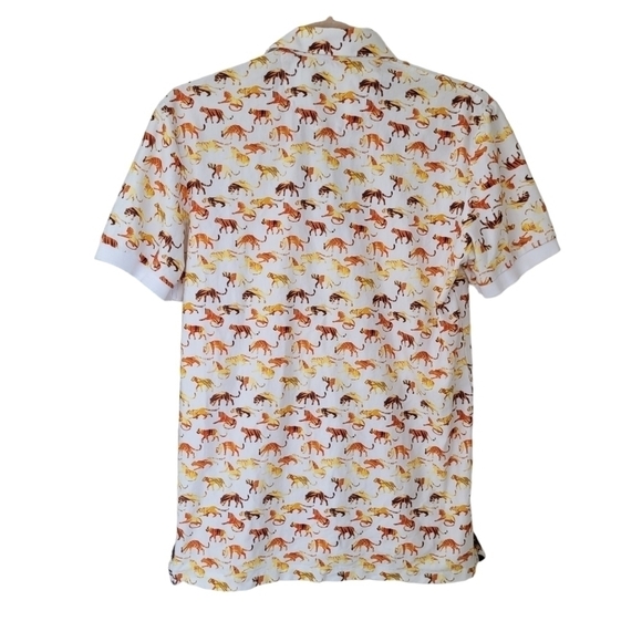 Maceoo Cotton Button-Down Polo Tiger Print White Orange - Picture 2 of 8